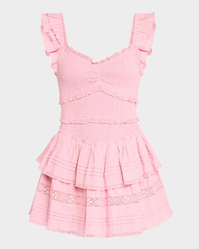 Lovine Cotton Smocked Mini Dress